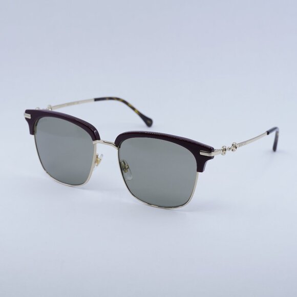 🕶️ New Gucci GG0918S 003 Sunglasses - Gold/Burgundy Frame, Green Lenses